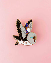 Load image into Gallery viewer, Gnome Owl Rider Enamel Pin
