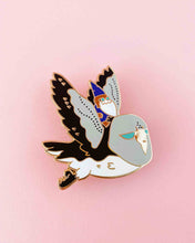 Load image into Gallery viewer, Gnome Owl Rider Enamel Pin
