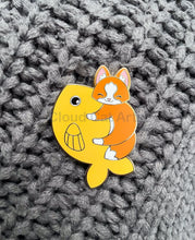 Load image into Gallery viewer, Goldfish Kitty - Orange Cat - Hard Enamel Pin
