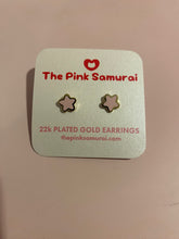 Load image into Gallery viewer, 22K GOLD PLATED STAR EARRINGS : BLUE OR PINK

