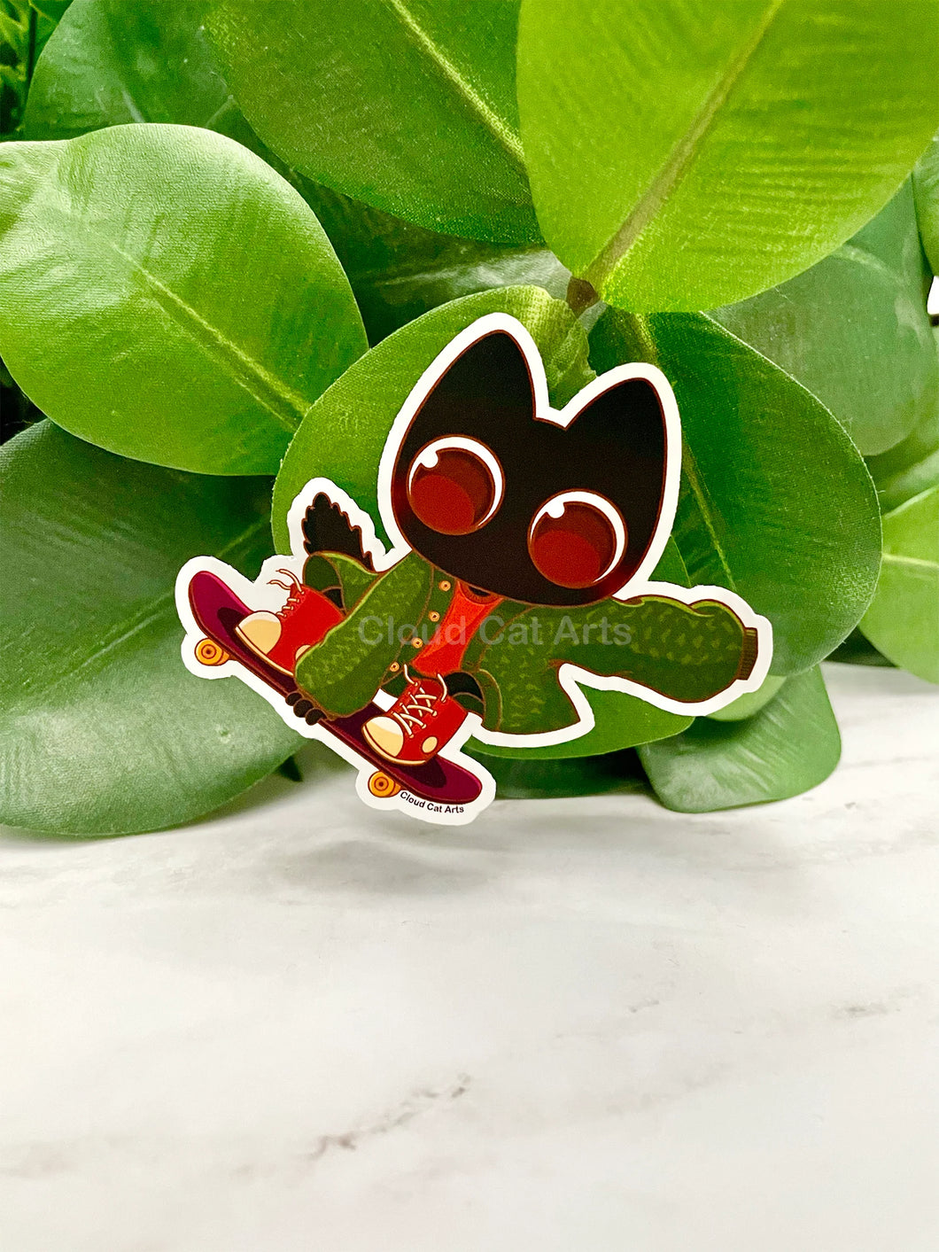 Kick Flip Milo - Black Cat Skateboard - Vinyl Sticker