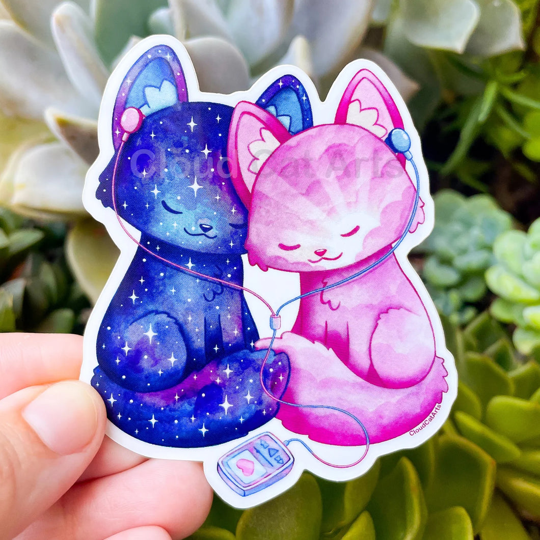 Kitty Tunes - Couple Music Cats - Vinyl Sticker