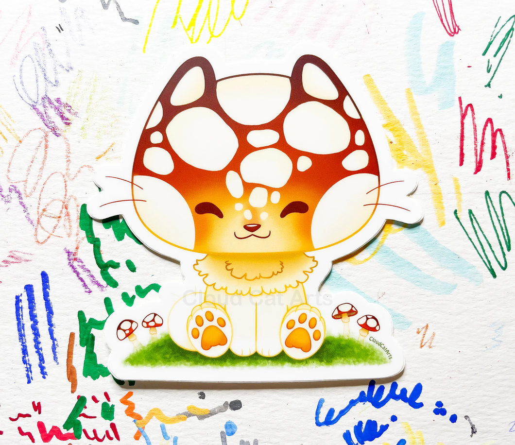 Mushroom Kitty - Forest Cat - Vinyl Sticker