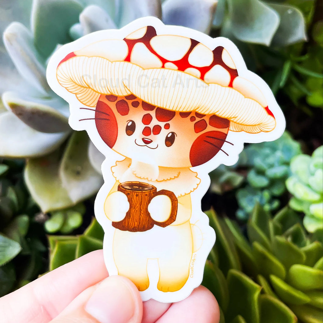 Mashiru's Morning - Mushroom Cat - Vinyl Sticker