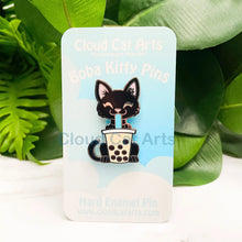 Load image into Gallery viewer, Milk Tea Boba Kitty - Black Cat - Hard Enamel Pin
