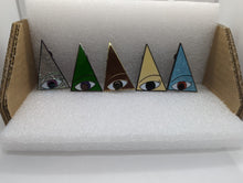 Load image into Gallery viewer, Eyesosceles Triangles Enamel Pins - Lots of Finishes!
