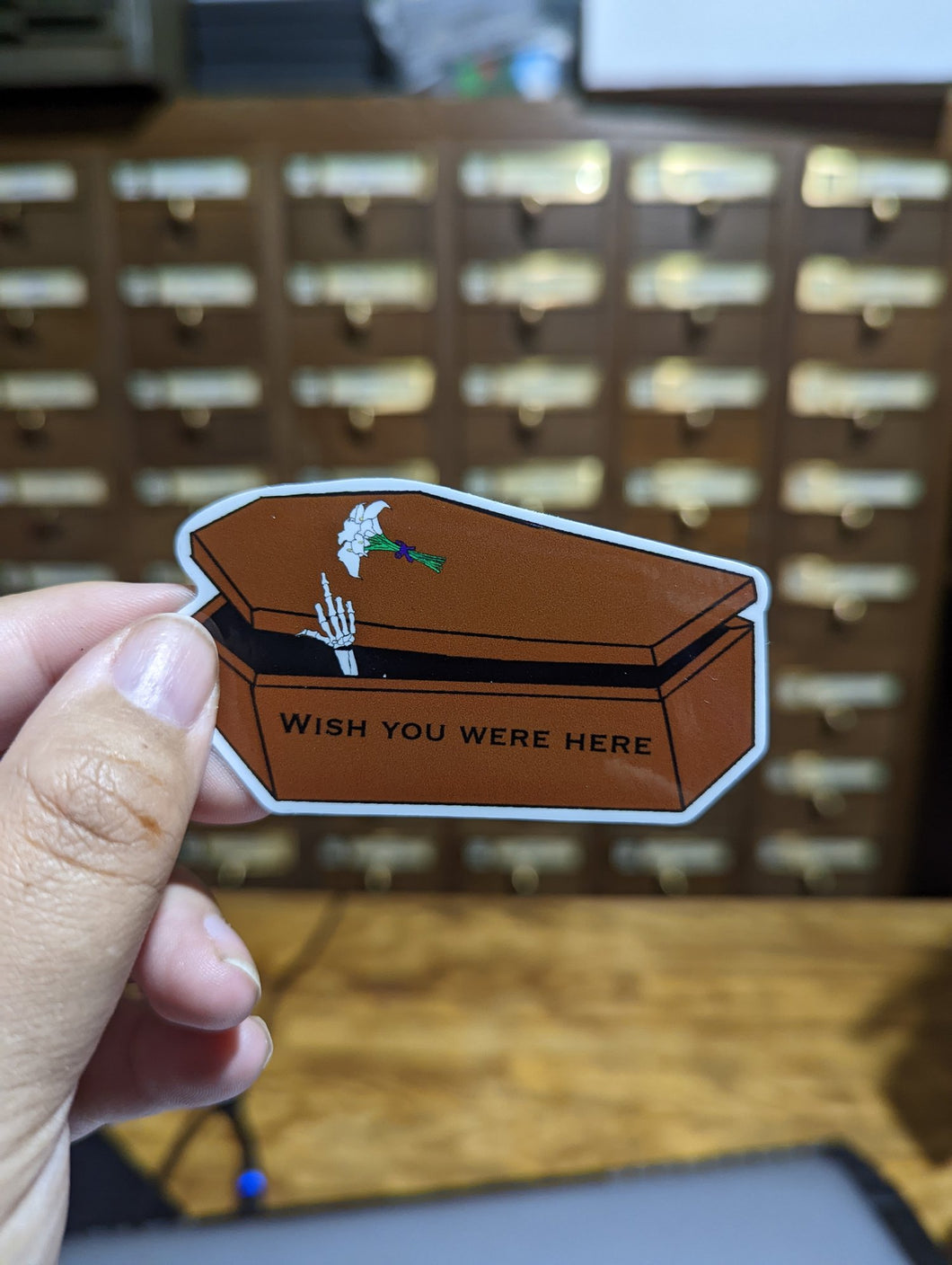 Wish You Were Here Coffin Sticker