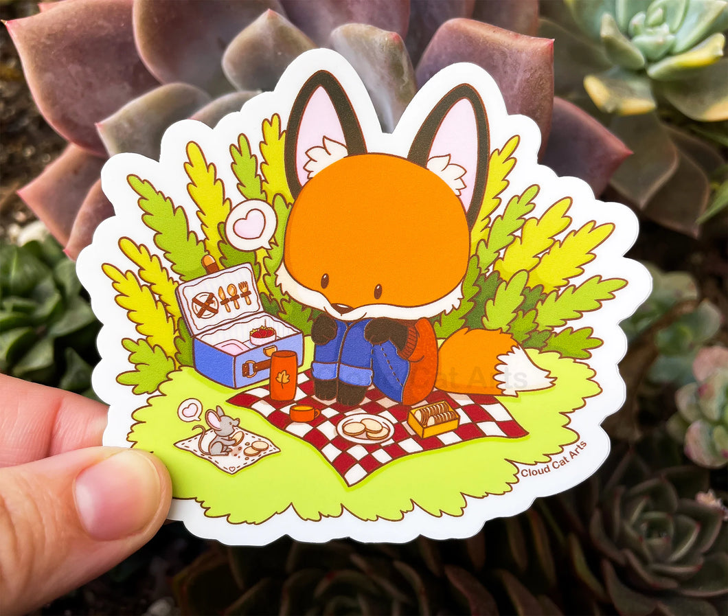 Picnic With Friends - Cute Fox - Vinyl Sticker