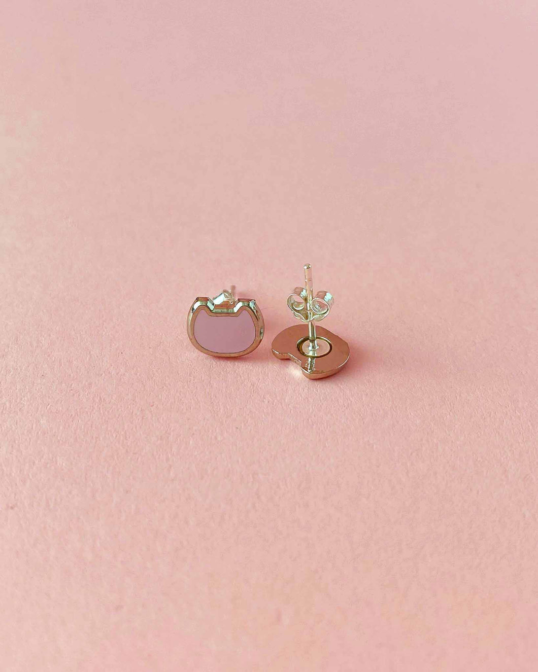Mini Pink Cat Earring Studs • Gold