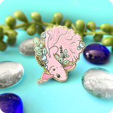 Load image into Gallery viewer, Pink or Black Betta Fish Enamel Pin
