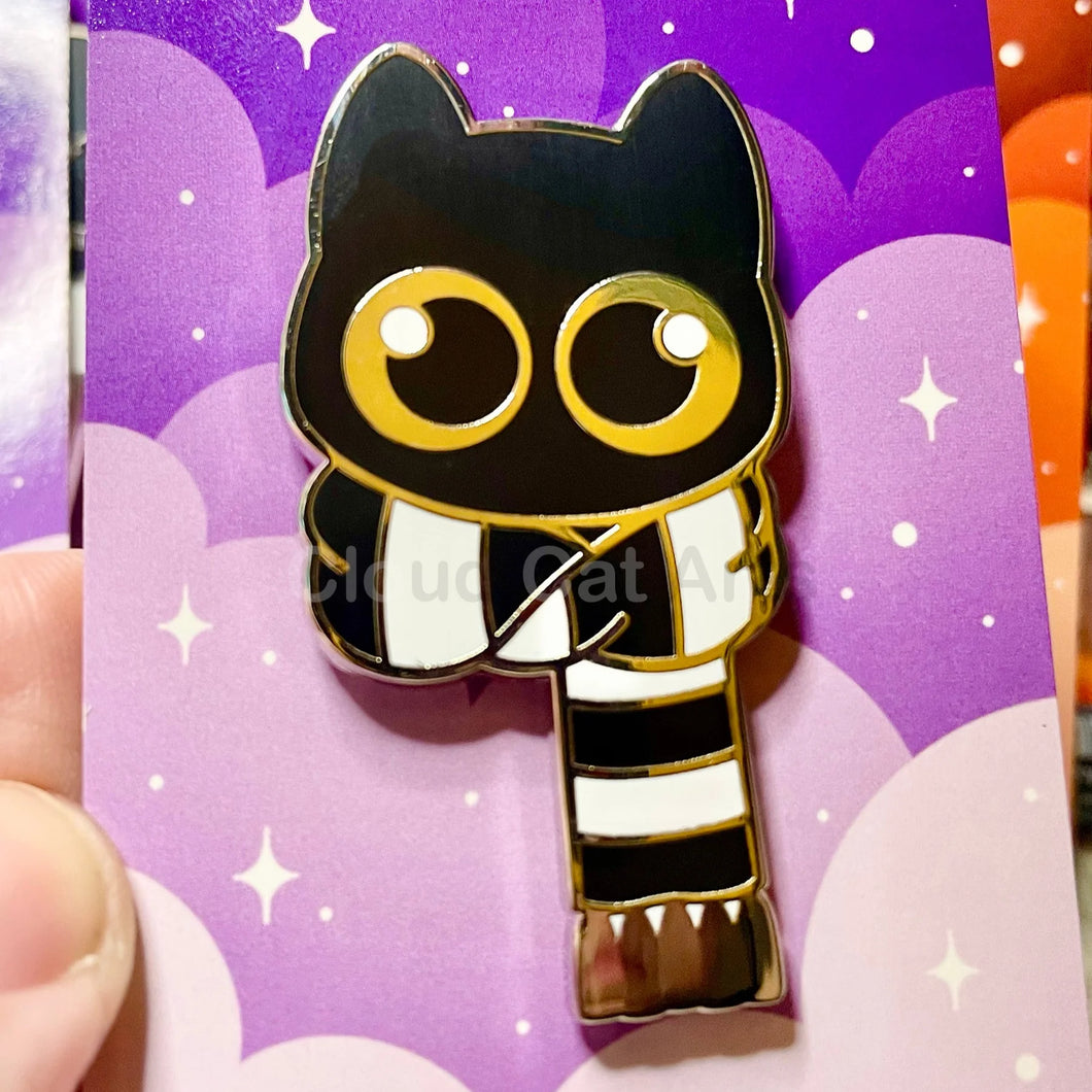 White Scarf Kitty (Black Cat) - Hard Enamel Pin