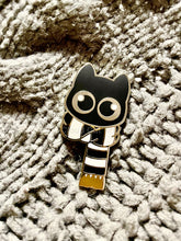 Load image into Gallery viewer, White Scarf Kitty (Black Cat) - Hard Enamel Pin
