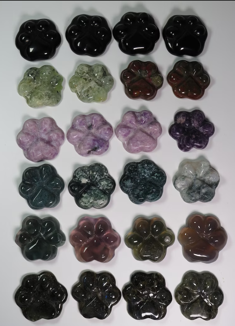 Dog Paw Crystals (Amazonite, Amethyst, Fluorite or Rose Quartz)