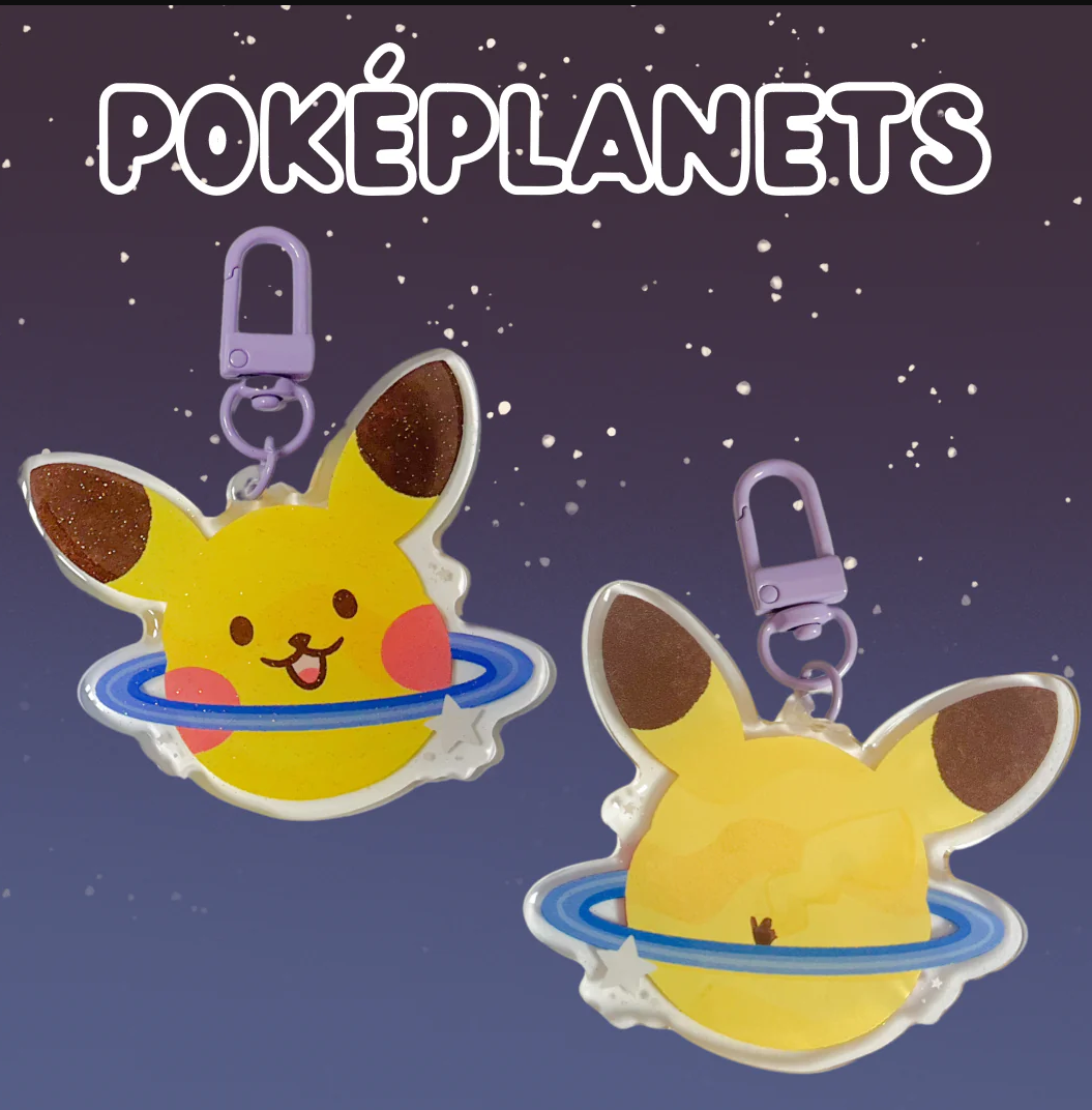 QT Monster Planets Acrylic Charms: Grass or Electric