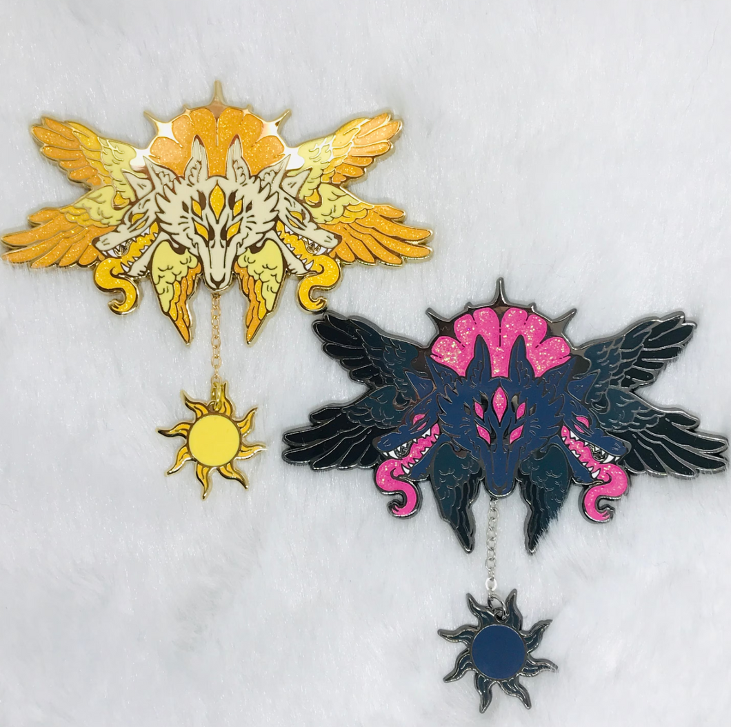 Cerberus Cherub Pins in Black or Gold