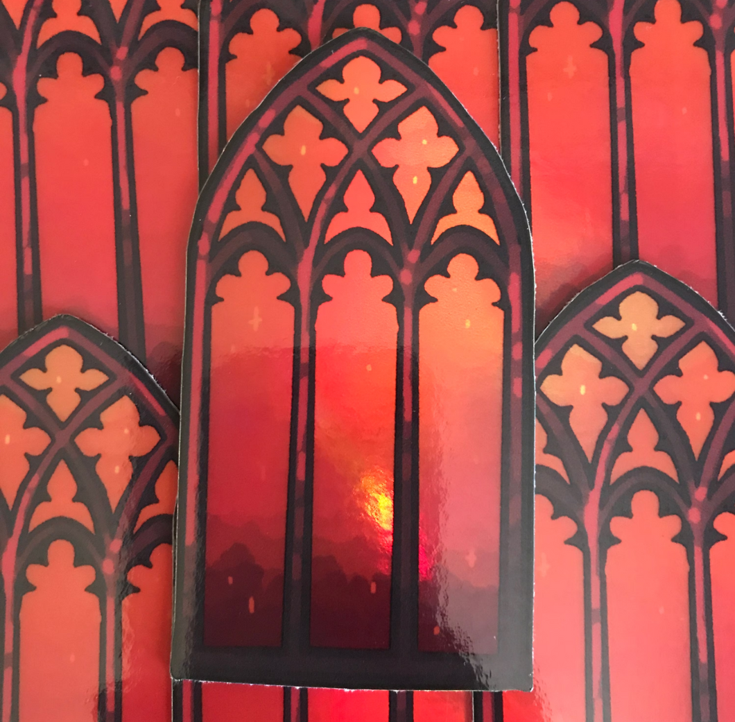 Gothic Window Holographic Sticker