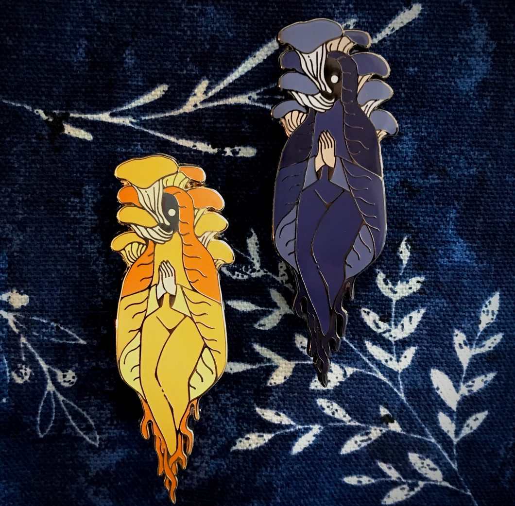 Mushroom Saint Pins: Blue or Yellow