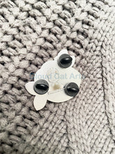 Load image into Gallery viewer, Silver Fish Kitty - Black and White Cat - Hard Enamel Pin
