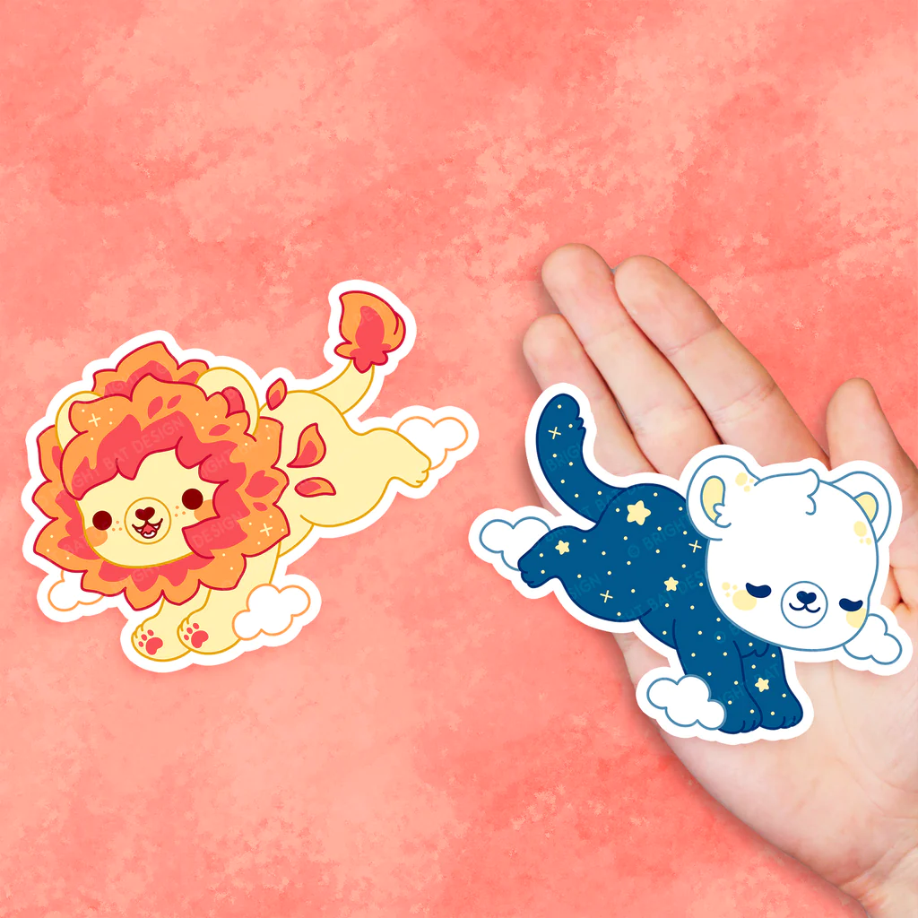Sun & Moon Lions Vinyl Stickers