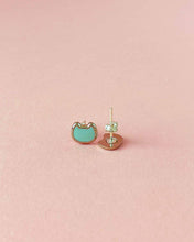 Load image into Gallery viewer, Mini Teal Cat Earring Studs • Silver
