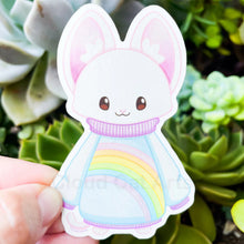 Load image into Gallery viewer, Rainbow Sweater Kitty - White Cat - Vinyl Sticker
