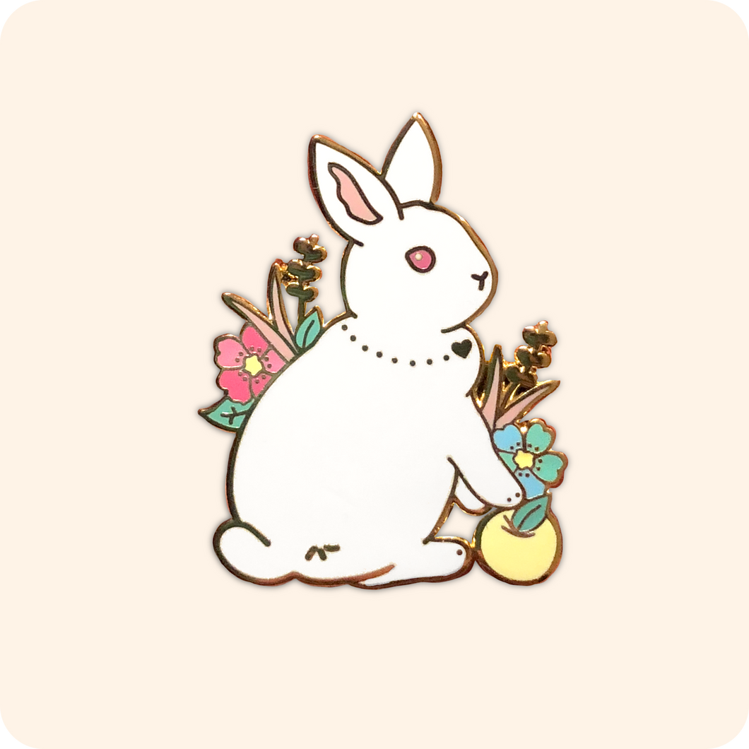 Ruby-Eyed White Rabbit Enamel Pin
