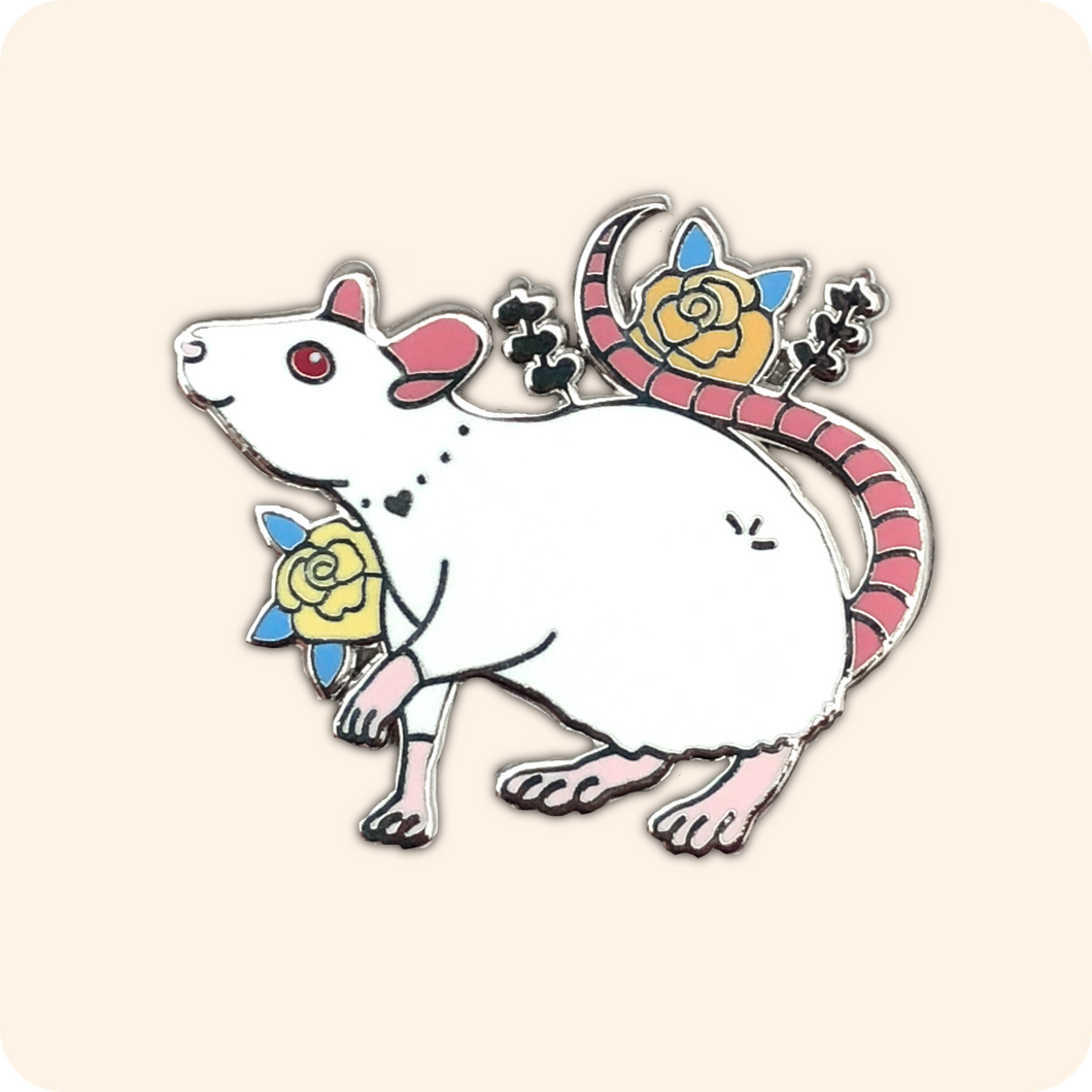 White Rat Enamel Pin