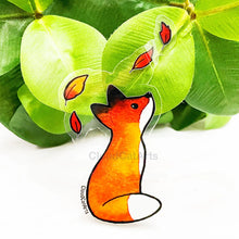 Load image into Gallery viewer, Fox in the Leaves - Cute Fall Animal - Clear Vinyl Sticker
