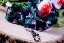 Load image into Gallery viewer, Mushroom and Fern Lanyard with Lobster Clasp Cottage Core Witchy Aesthetic Amanita Mushroom, Boletus Edulis Mushroom
