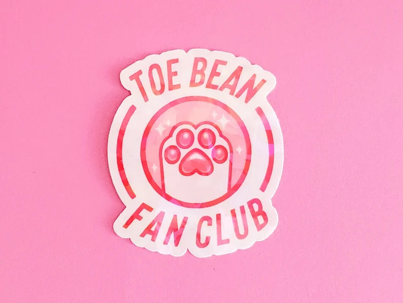 Toe Bean Fan Club Logo Sticker - Cute Vinyl Sticker - Laptop Decal in Pink or Blue