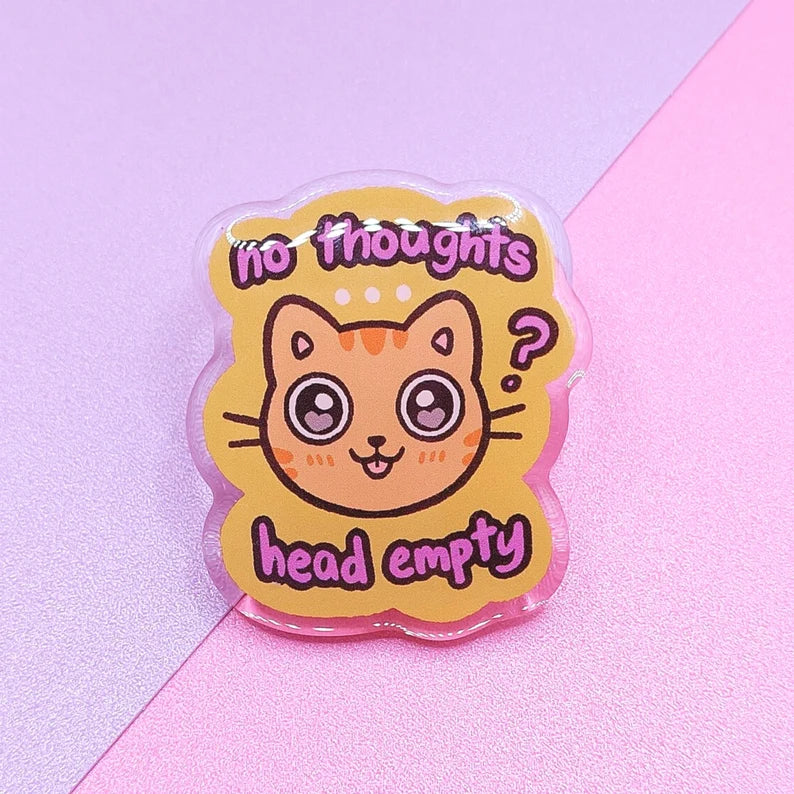 Head Empty Orange Cat Acrylic Pin - Epoxy Acrylic Pin