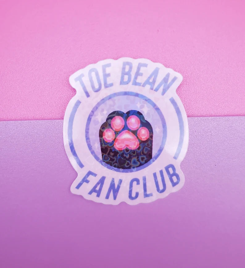 Toe Bean Fan Club Logo Sticker - Cute Vinyl Sticker - Laptop Decal in Pink or Blue
