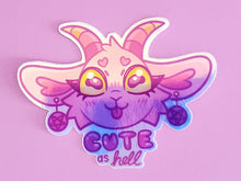 Load image into Gallery viewer, Cute As Hell Baphomet Holo Heart Sticker - Cute Sticker - Laptop Decal
