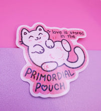 Load image into Gallery viewer, Primordial Pouch Cat Heart Holo Sticker - Cute Sticker - Laptop Decal
