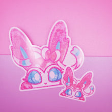 Load image into Gallery viewer, Pink Fairy Peek Holo Sparkle Sticker - Cute Sticker - Laptop Decal in Small or Large
