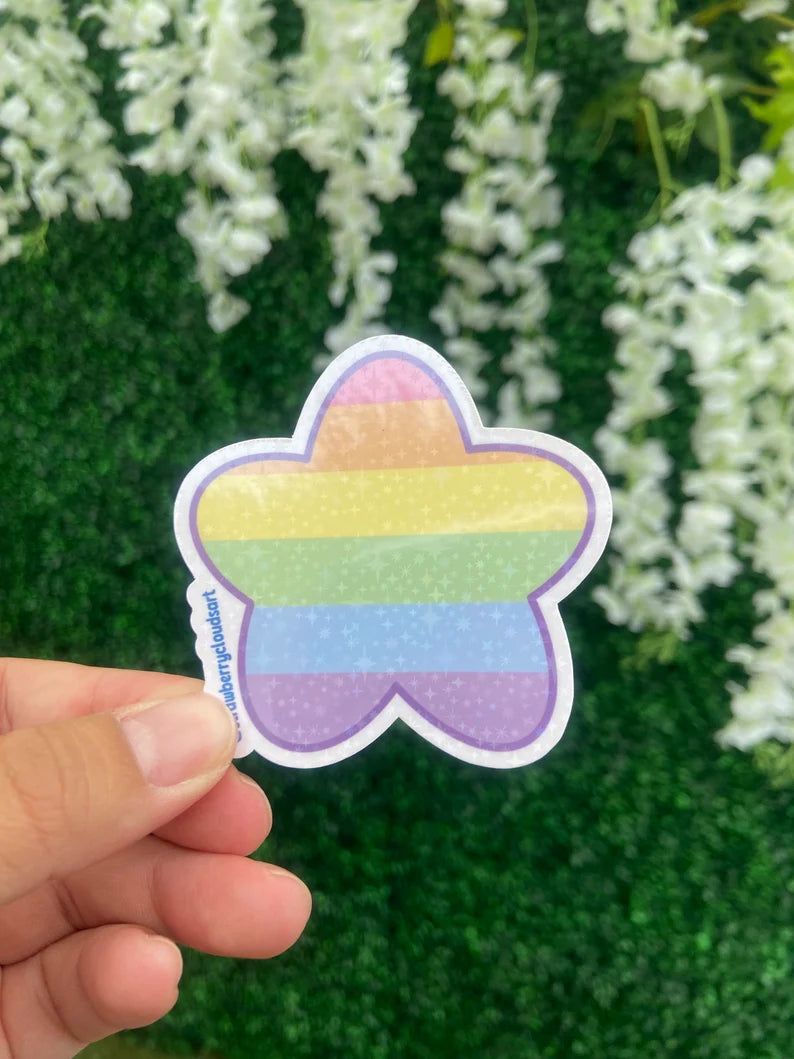 Pastel Rainbow Star Sticker - Cute Sparkle Sticker - Pride