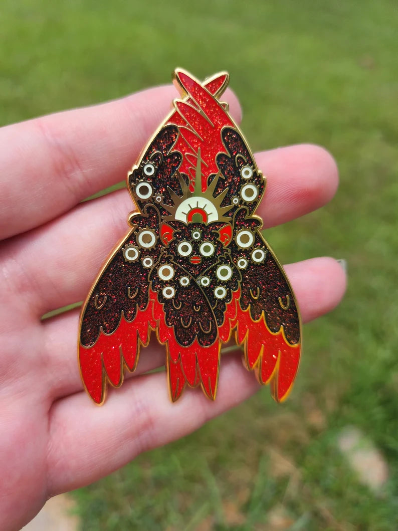 Cursed or Angelic Seraphim Furby Glitter Glow Biblical Angel Pin