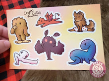 Load image into Gallery viewer, Cryptid Cuties Sticker Sheet - 4x6 Vinyl Sticker Sheet
