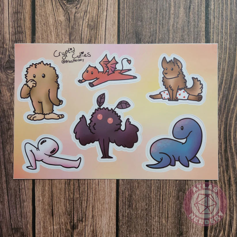 Cryptid Cuties Sticker Sheet - 4x6 Vinyl Sticker Sheet