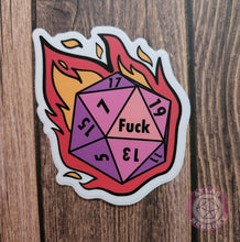 Load image into Gallery viewer, Flaming Crit Fail Sticker - 3&quot; Waterproof Vinyl Sticker
