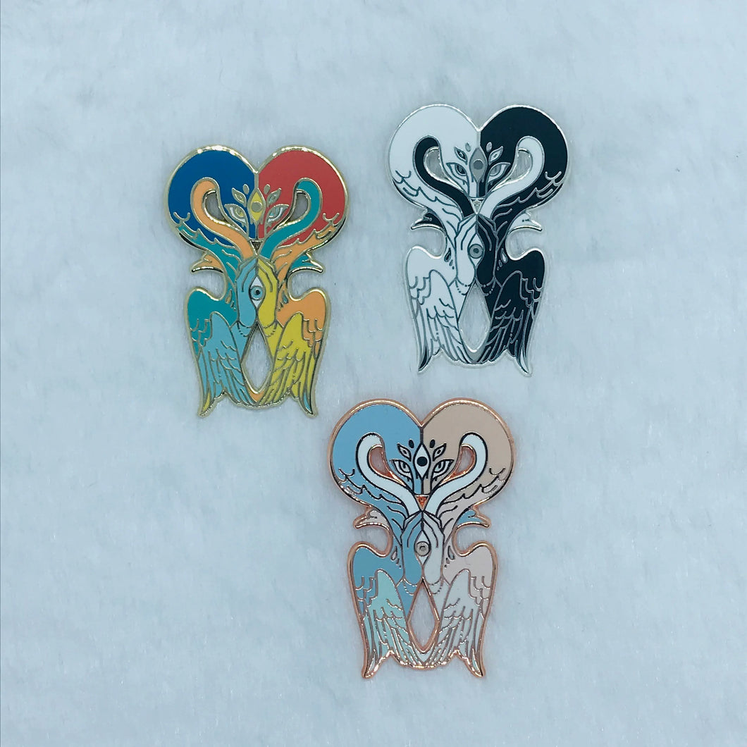Twin Serpents Pins in Rainbow or Monochrome