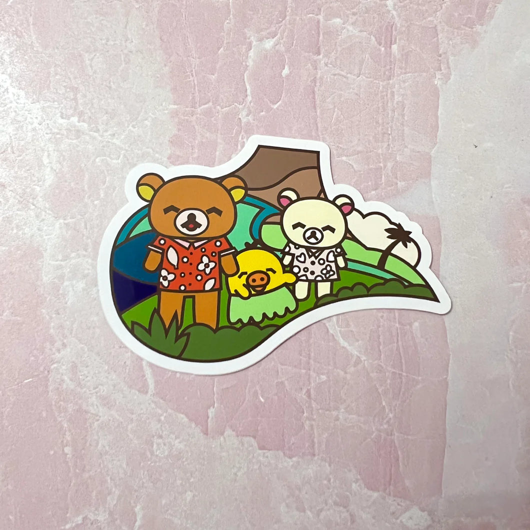 Cute Kawaii Bear in Hawaii Sticker