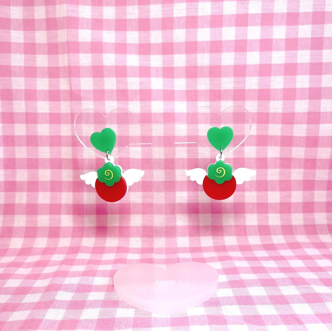 Happy Berry Acrylic Earrings (Pink or Red)