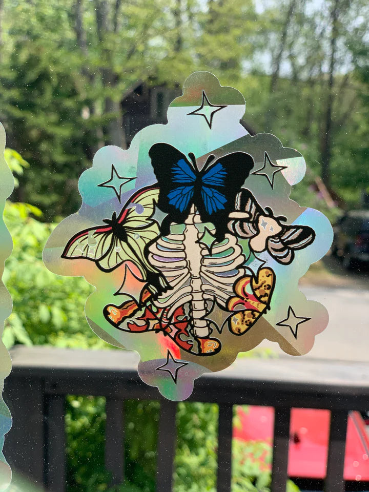 Beautiful Suncatcher Stickers: Ribcage, Moon, Beetle, Moth or Stim