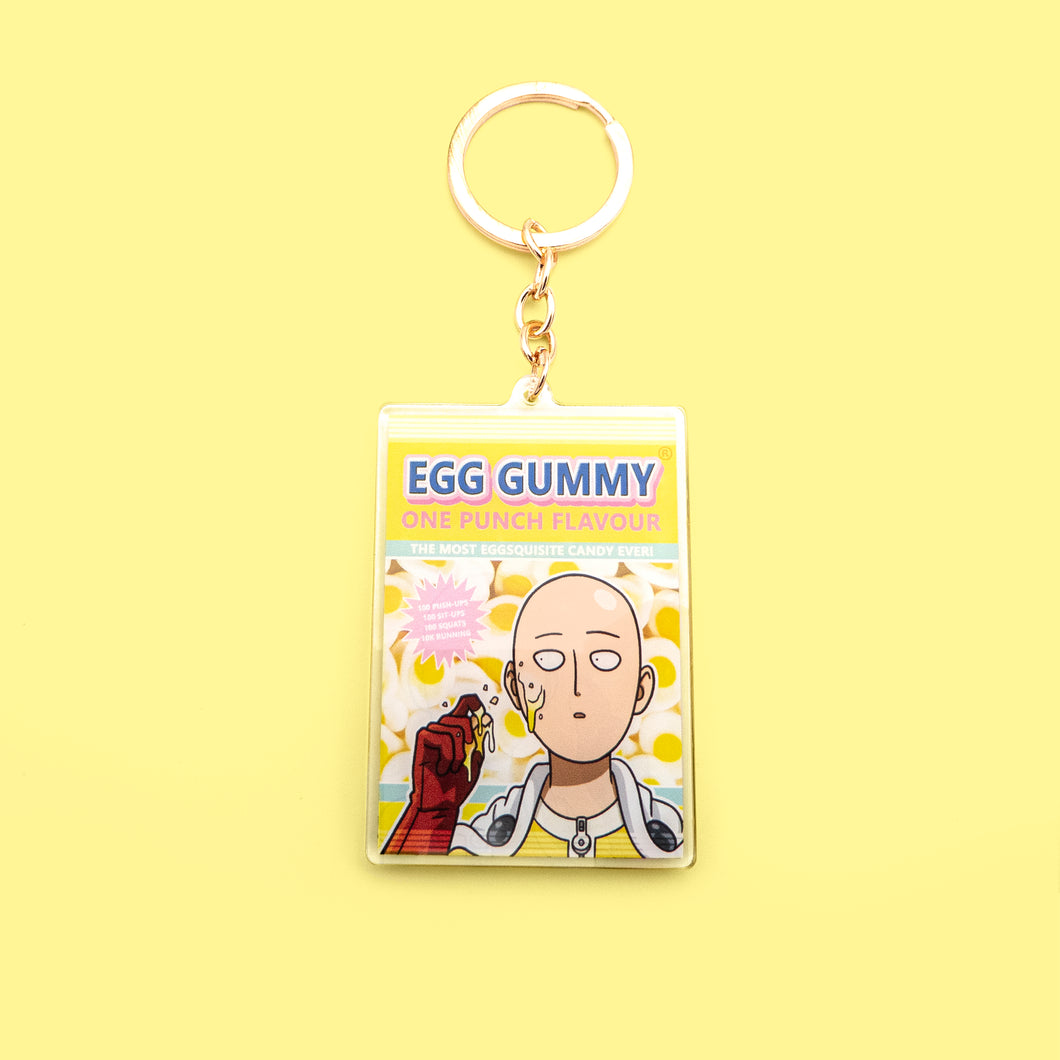 Egg gummy punch man keychain