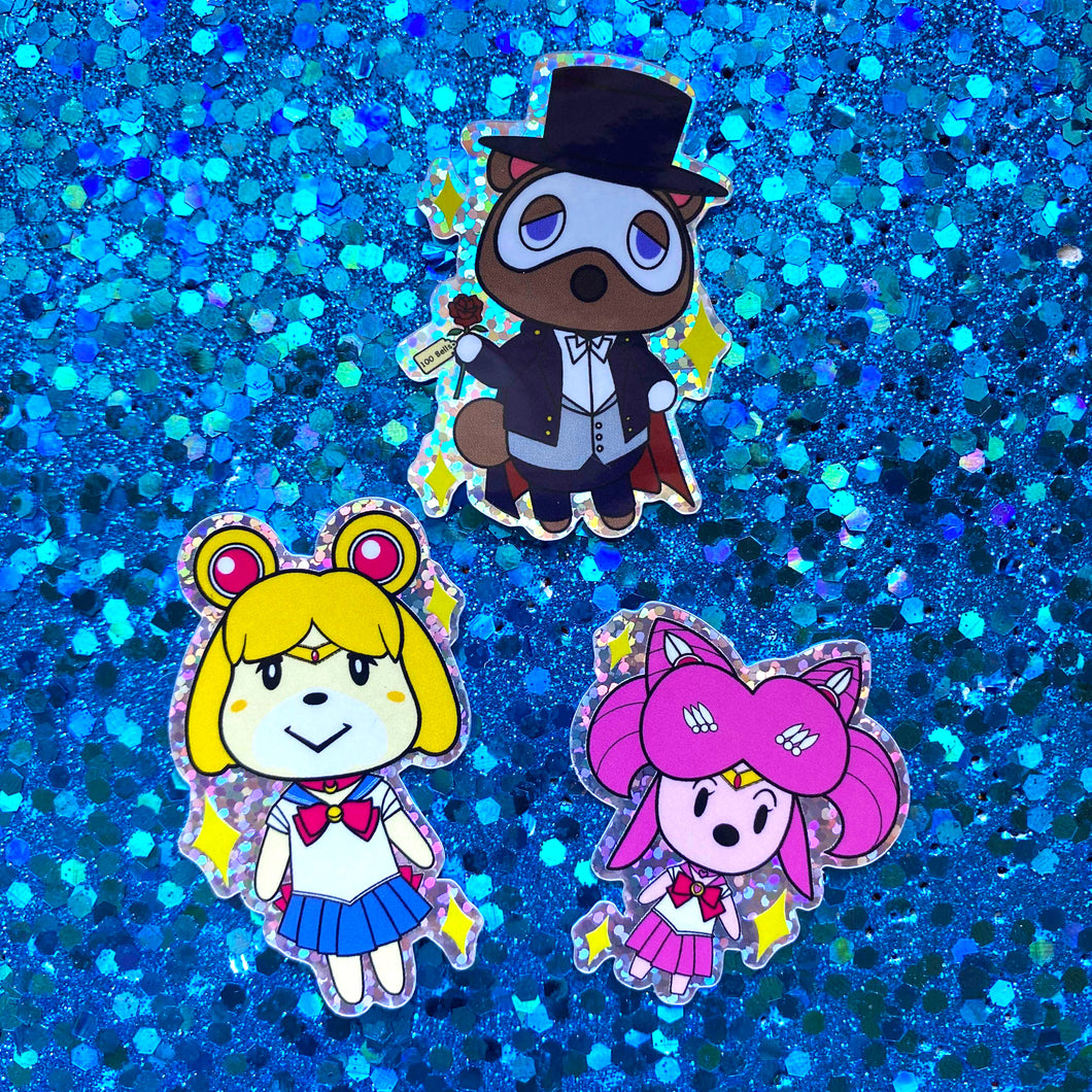 Moonie Crossing Rainbow Glitter Stickers!