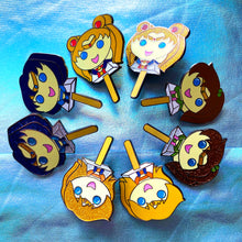 Load image into Gallery viewer, BB.CRE-8 x Perfect Humans Blind Bag Moonie Bubblegum Popsicle Pin Series! (Inner Scouts)
