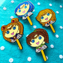 Load image into Gallery viewer, BB.CRE-8 x Perfect Humans Blind Bag Moonie Bubblegum Popsicle Pin Series! (Inner Scouts)
