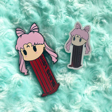 Load image into Gallery viewer, Black Lady Mini PEZ Dispenser Pin &amp; Sticker Set
