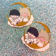 Load image into Gallery viewer, Little Moon Stars Enamel Pin &amp; Sticker!
